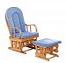 Dream On Me Colonial Glider with Matching Ottoman, Natural/Light Blue Cushion