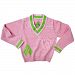 Littlest Golfer Baby Girls Pink Argyle Cotton V Neck Golf Sweater 12M