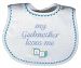 Raindrops My Godmother Loves Me Embroidered Bib, Blue
