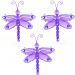3" Purple Mini (X-Small) Wire Bead Dragonfly Dragonflies 3pc set - hanging nylon baby nursery bedroom girls room ceiling wall decor bridal baby shower birthday party wedding favor craft petite decorations