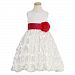 Lito Ivory Red Floral Ribbon Flower Girl Dress Toddler Girls 3T