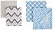 Bacati Ikat Blue/Grey 4 Piece Crib Set with 2 Muslin Blankets