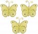 3" Yellow Mini (X-Small) Wire Bead Butterfly Butterflies 3pc set - hanging nylon nursery bedroom girls room ceiling wall decor, wedding birthday party baby bridal shower
