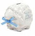 Ceramic Baby Lamb Bank with Blue Boy Scripture - The Lord Is My Shepherd
