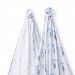 SwaddleDesigns SwaddleDuo, Set of 2 Swaddling Blankets, Cotton Muslin + Premium Cotton Flannel, Blue Circus Fun Duo