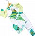 LuMini Footed Sleeper with Front Appliqué, Green/White/Yellow, 12 Months