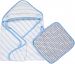Miracle Blanket MiracleWare Muslin Hooded Towel and Washcloth Set, Blue and Gray