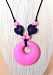 Silicone Teething Necklace - by Modern Ohana - BPA Free, Silicone Jewelry for Mom and Baby (Round Pendant) (Soft Pink)