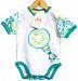 LuMini Diaper Shirt with Front Appliqué, Green/White/Yellow, 3 Months