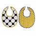 Bacati 2-Piece Dots/Pin Stripes with Yellow Pin Dots Bibs Set, Black/White