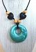 Silicone Teething Necklace - by Modern Ohana - BPA Free, Silicone Jewelry for Mom and Baby (Round Pendant) (Metallic Turquoise/Teal)