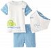 Kushies Baby It's My Planet 2 T-Shirt and Short Set with Drool Bib, Blue, 9 Months