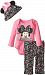 Disney Minnie Mouse Newborn 3 Piece Onsie Pant and Cap Set Pink/Grey 0-3M by Disney