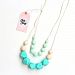 Fox & Finn 'Isabella' Silicone Teething Necklace for Babies | Safety Knotted Silk Rope | Does Not Pull Hair Out | 14 Inch Drop (turquoise + mint + latte)