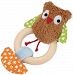 Kathe Kruse 5-Inch Owl Alba Wooden Ring Rattle Plush Toy