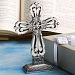 Fashioncraft Pewter Color Cross Statue with Ivory Enamel Inlay