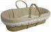 Baby Doll Bedding Suede Hotel Moses Basket Set, Ivory/White