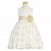 Lito Ivory Champagne Floral Ribbon Flower Girl Dress Baby Girls 12-18M