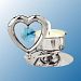 Chrome Plated Elegant Heart Tea-Light. . . . . With Blue Swarovski Austrian Crystal