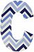 The Kids Room by Stupell Tri-Blue Chevron Hanging Wall Initial, C, 18"