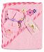 Luvable Friends "Butterfly" Towel with Washcloth - pink, one size