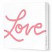 Avalisa Stretched Canvas Nursery Wall Art, Love Script, Coral, 12 x 12