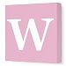 Avalisa Stretched Canvas Upper Letter W Nursery Wall Art, Pink, 12 x 12