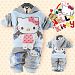 Baby 2pcs suit set tracksuits Girl's Hello Kitty clothing sets velvet Sport suits hoody jackets +pants (9-12 months, Blue)