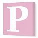 Avalisa Stretched Canvas Upper Letter P Nursery Wall Art, Pink, 12 x 12