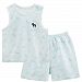 Infant Vest&Shorts 2 Pieces Baby Toddler Underwear Set Printing Blue 6-9M