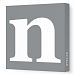 Avalisa Stretched Canvas Lower Letter N Nursery Wall Art, Grey, 12 x 12