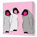 Avalisa Stretched Canvas Nursery Wall Art, Baby Penguin, Pink Hue, 12 x 12