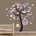 WallStickersUSA Wall Sticker Decal, Beautiful Tree with Hanging Owls Pink Flowers, X-Large