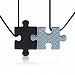 Puzzle Pendant Duo - Silicone Necklaces (Teething, Nursing, Sensory) (Black/Silver Grey)