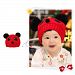 Cute Panda Shape Unisex Baby Warm Knitted Wool Crochet Beanie Hat Red