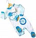 LuMini Footed Sleeper with Front Appliqué, Blue/White/Yellow, 18 Months