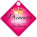 Princess Mariyah On Board Personalised Girl Car Sign Baby / Child Gift 001
