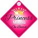Princess Milena On Board Personalised Girl Car Sign Baby / Child Gift 001