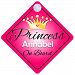 Princess Annabel On Board Personalised Girl Car Sign Baby / Child Gift 001