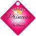 Princess Samara On Board Personalised Girl Car Sign Baby / Child Gift 001