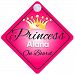 Princess Alana On Board Personalised Girl Car Sign Baby / Child Gift 001