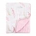 Hudson Baby Four Layer Muslin Tranquility Blanket, Pink Feather, 46 x 46 Inch