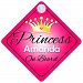 Princess Amanda On Board Personalised Girl Car Sign Baby / Child Gift 001
