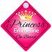 Princess Emmeline On Board Personalised Girl Car Sign Baby / Child Gift 001