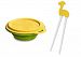 Marcus & Marcus LOLA THE GIRAFFE Silicone Collapsible Bowl (260 ml) and Learning Chopsticks Collection - Yellow