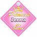 Crown Princess Jenna On Board Personalised Baby / Child Girls Car Sign