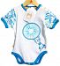 LuMini Diaper Shirt with Front Appliqué, Blue/White/Yellow, 3 Months