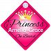 Princess Amelia-Grace On Board Personalised Girl Car Sign Baby / Child Gift 001