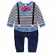 Navy Stripe Little Gentlemen Suit Baby Toddler Infant Onesies Romper Bodysuit