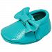 Unique Baby Leather Bow Moccasins Anti-Slip Tassels Prewalker Toddler Shoes (XS (4.5 Inches), Turquoise)